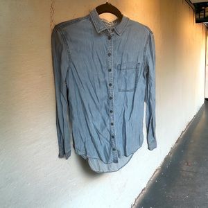 BDG soft thin denim long loose button up shirt XS